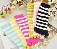 出口日韓保暖舒適五趾襪 彩色條紋五指襪揮淚甩賣